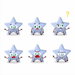 Poster - Cartoon character of star blue gummy candy E with what expression