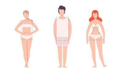 Sticker - Different Human Figure and Body Shape Type Vector Set