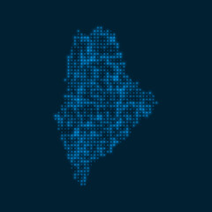 Wall Mural - Maine dotted glowing map. Shape of the us state with blue bright bulbs. Vector illustration.