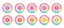 0-9 Numbers In Colorful Flower. 0-9 Numbers