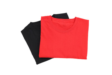 Wall Mural - Folded black and red t-shirts isolated on white background