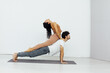 man and woman paired fitness yoga asana gymnastics