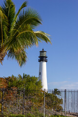 Wall Mural - Vertical shot of the white lighthouse in Bill Baggs Cape Florida State Park