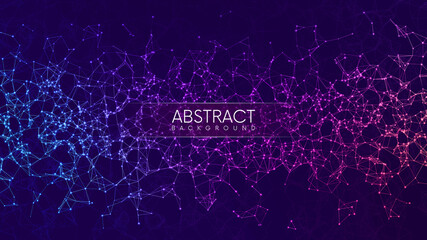 Neural network or Artificial Intelligence futuristic concept background with plexus effect. Abstract technological background with structure of connected cells and links. Vector illustration