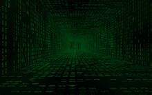 Matrix Tunnel Green And Black Technology Background