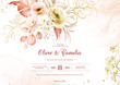 © KeepMakingArt - Landscape floral wedding invitation card with pastel floral decoration. Foliage design concept