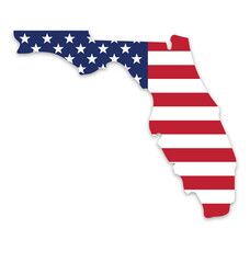 Poster - florida state map shape with usa flag