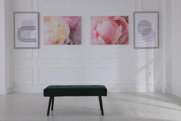 Wall Mural - Bench and beautiful paintings in art gallery