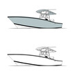 Fishing Boat Vector Line Art Illustration