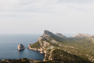 Sticker - Beautiful view of the cliffs and the blue sea. Mirador Es Colomer, Spain.