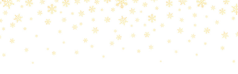 Wall Mural - gold snowflakes falling on white backdrop. christmas winter decoration. golden holiday elements. gre