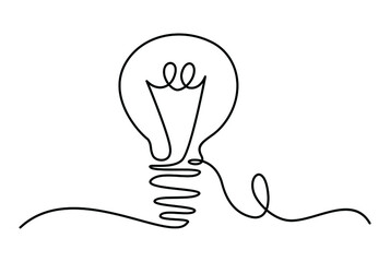 Continuous line drawing. Electic light bulb.  Vector illustration