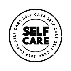 Self Care text stamp, health concept background