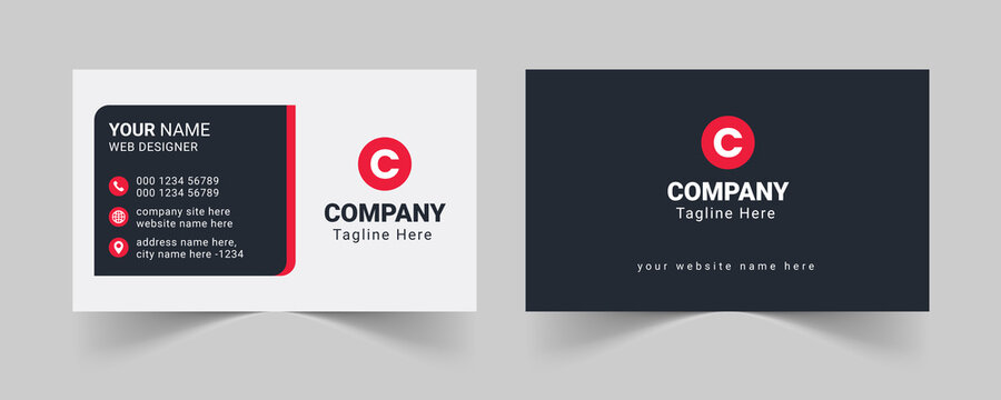 Red corporate business card template, Modern business card design template, Clean professional business card template, visiting card, business card template.