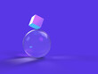 © LeoMinorDesign - 3D rendered round and square shapes in transparent material on a purple background. Illustration of abstraction, geometry, or minimalism. Visualization of illusion and backgrounds.