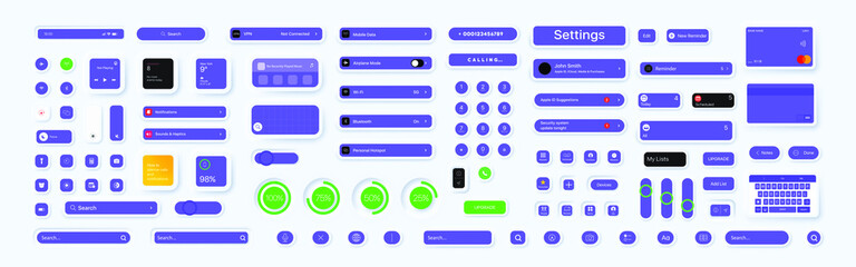 Neumorphism button set. Application elements. Neumorphism style. Vector line icon for Business and Advertising