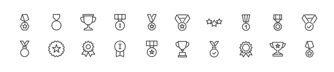 Wall Mural - Set of simple award line icons.