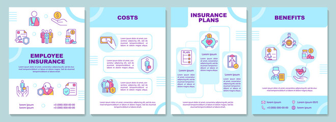 Wall Mural - employee insurance brochure template. health care. booklet print design with linear icons. vector la