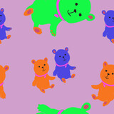 Fototapeta Pokój dzieciecy - Seamless doodle  baby toy bears. Hand drawn.