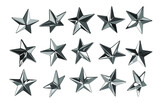 Fototapeta Przestrzenne - Vector star studs set of 15 different elements illustration from 3d rendering.