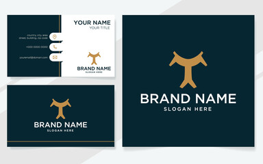 Poster - Initial letter T luxury logo for company with business card template