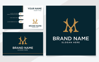 Initial letter M luxury logo for company with business card template