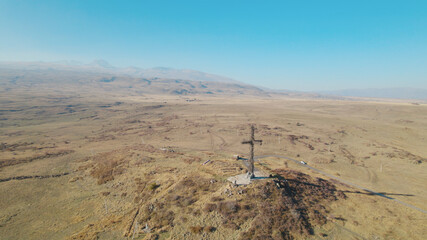 Wall Mural - Christian cross on the hills 