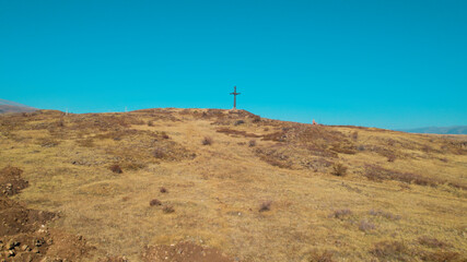 Wall Mural - Armenian ancient christian Monument in hills