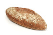 Baguette of fresh brown bread on white background