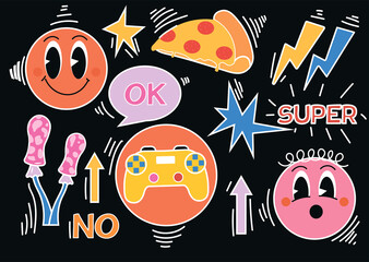 Wall Mural - set of various patches. stylish and beautiful icons in retro style. collection of stickers for youth