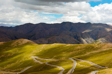 Wall Mural - Winding road in the Himalayas, Mt. Everest National Nature Reserve, Shigatse Prefecture, Tibet, China