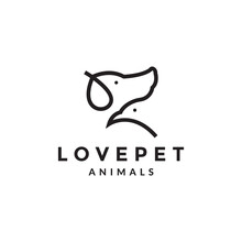 Continuous Line Pets Dog And Bird Logo Design Vector Graphic Symbol Icon Sign Illustration Creative Idea