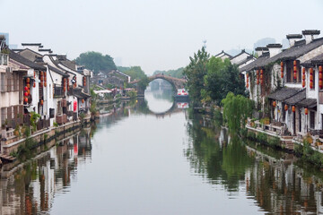 Poster - Traditional house and stone bridge on the Grand Canal, Wuxi, Jiangsu Province, China