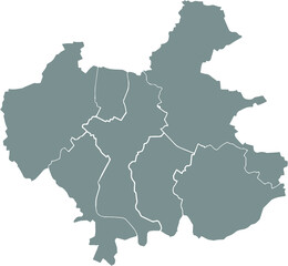  Simple blank gray vector map with white borders of urban city districts of Winterthur, Switzerland
