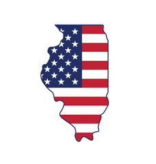 Wall Mural - Illinois IL state map shape with usa flag