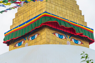 Sticker - The Eyes of Boudhanath (Boudha Stupa), UNESCO World Heritage site, Kathmandu, Nepal