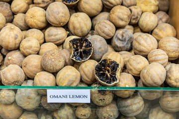 Canvas Print - Middle East, Arabian Peninsula, Oman, Ad Dakhiliyah, Nizwa. Dried lemons for sale in the souk in Nizwa, Oman.