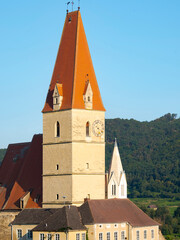 Poster - Fortified church Maria Himmelfahrt (Assumption of Mary). Weissenkirchen located in wine-growing area, UNESCO World Heritage Site. Lower Austria