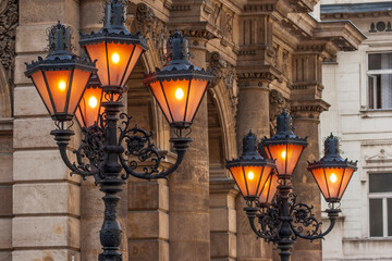 Wall Mural - Hungary, Budapest. Streetlights. Travel Destination