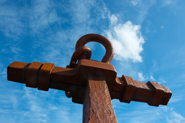 Sticker - Sculpture of anchor in the Harbor of Vestmannaeyjar, Heimaey, Westman Islands (Vestmannaeyjar), Iceland