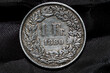 Closeup shot of a one Swiss frank coin