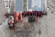 Drying Walrus Meat, Uelen Village, The Most Northeastern Village In Russia, Russian Far East