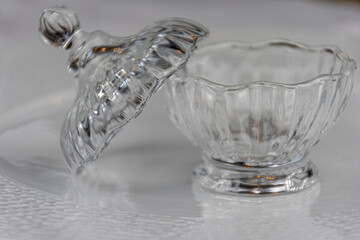 Sticker - Closeup shot of decorative glass bowl with cover