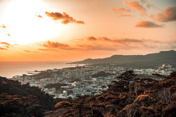 View of Okinawa during sunset. Japan.