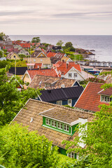 Poster - Sweden, Scania, Arild, high angle village view