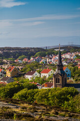 Poster - Sweden, Bohuslan, Kungshamn, town view from the south, with church (Editorial Use Only)