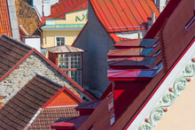 Red Roofs Of Historical Buildings In The Old Town, Tallinn, Estonia