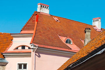 Poster - Red roofs of historical buildings in the old town, Tallinn, Estonia