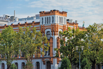 Canvas Print - Art Nouveau building in the old town, Riga, Latvia