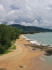 Sticker - Beautiful view of a beach and large trees under the blue sky